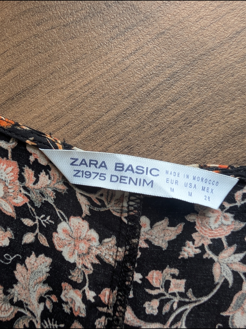 Zara Black Floral V-Neck Blouse with Rust Accents - Picture 3 of 3